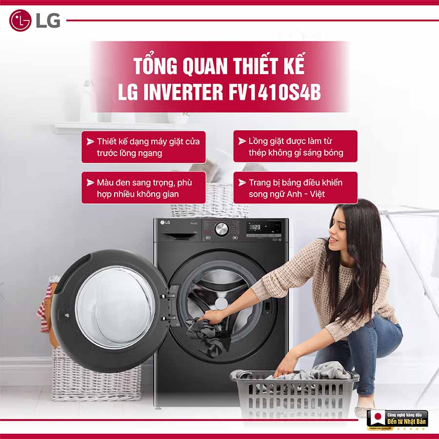 Máy giặt LG Inverter 10Kg FV1410S4B