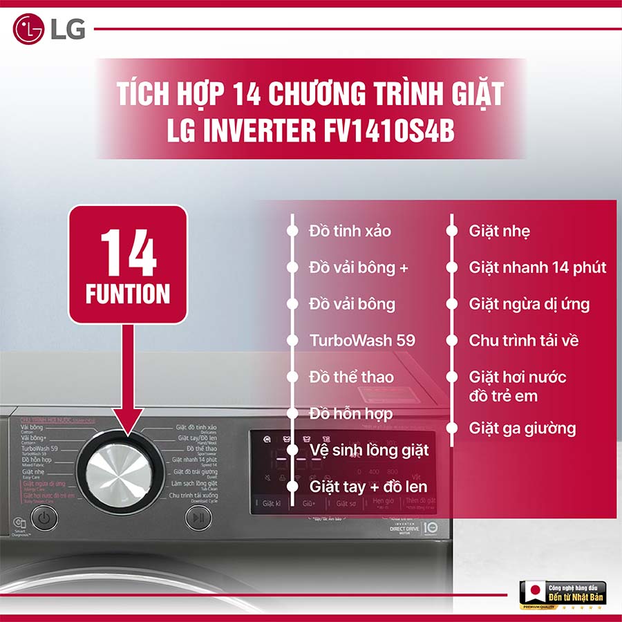 Máy giặt LG Inverter 10Kg FV1410S4B