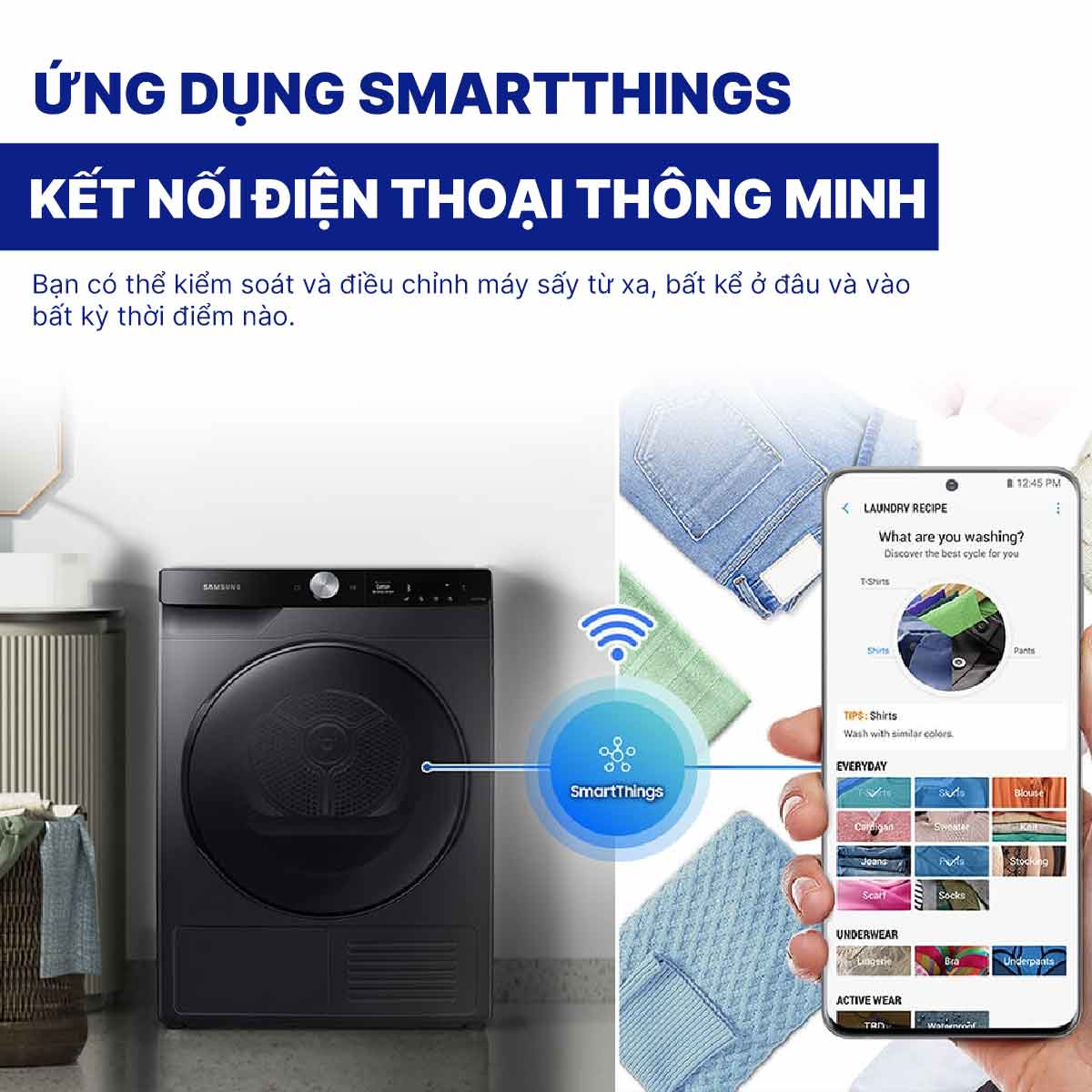 Máy sấy bơm nhiệt Samsung Inverter 9 kg DV90T7240BB/SV