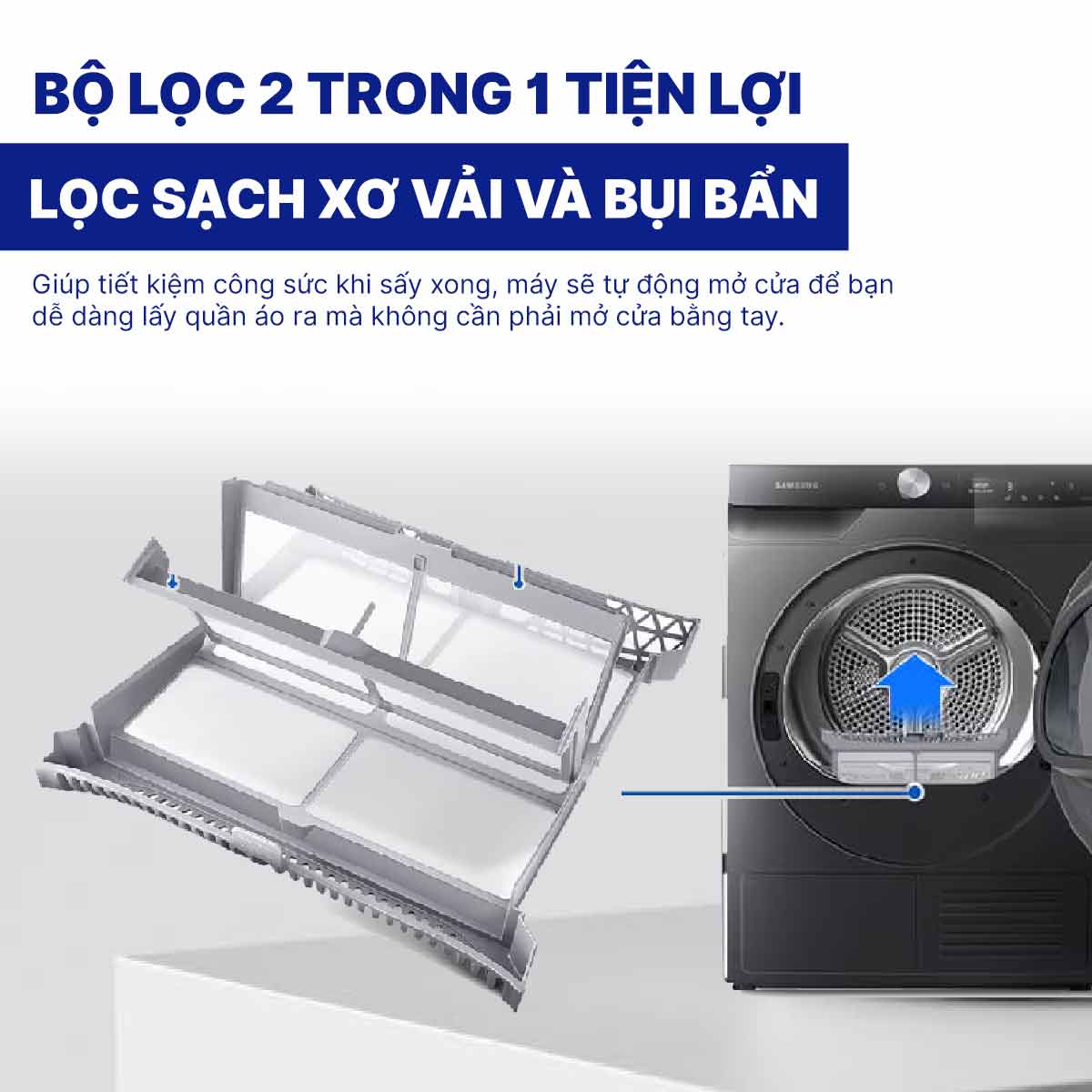 Máy sấy bơm nhiệt Samsung Inverter 9 kg DV90T7240BB/SV