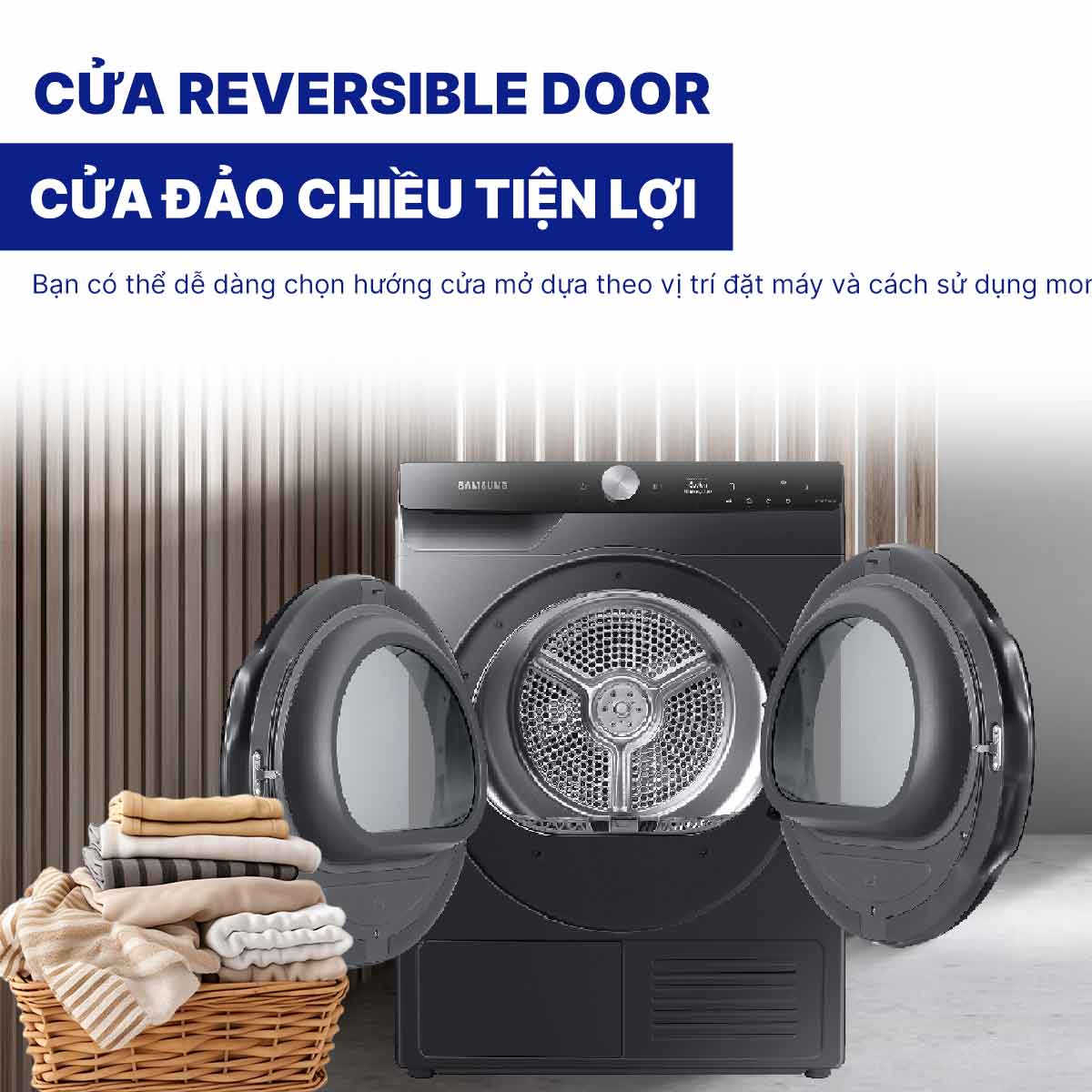 Máy sấy bơm nhiệt Samsung Inverter 9 kg DV90T7240BB/SV