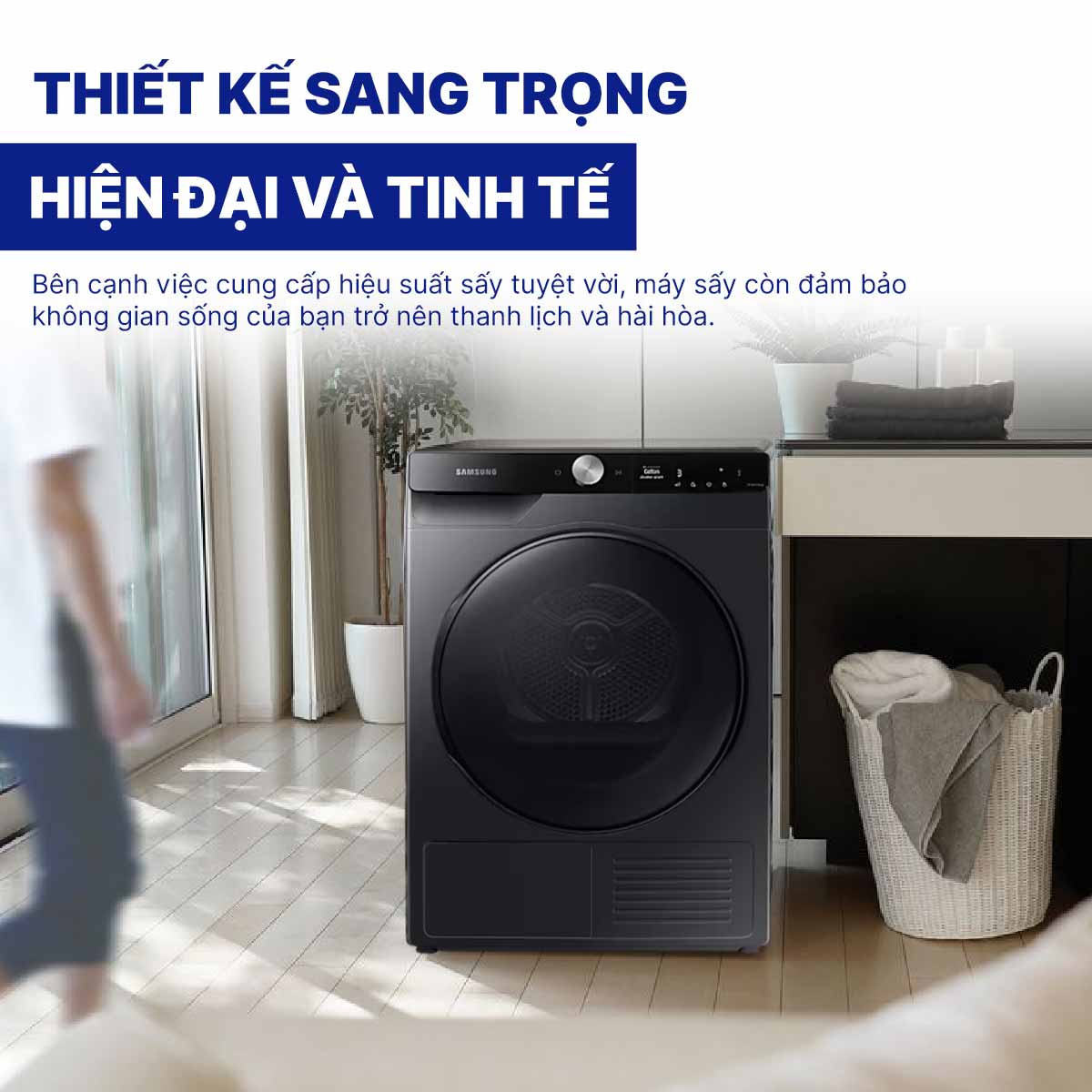 Máy sấy bơm nhiệt Samsung Inverter 9 kg DV90T7240BB/SV