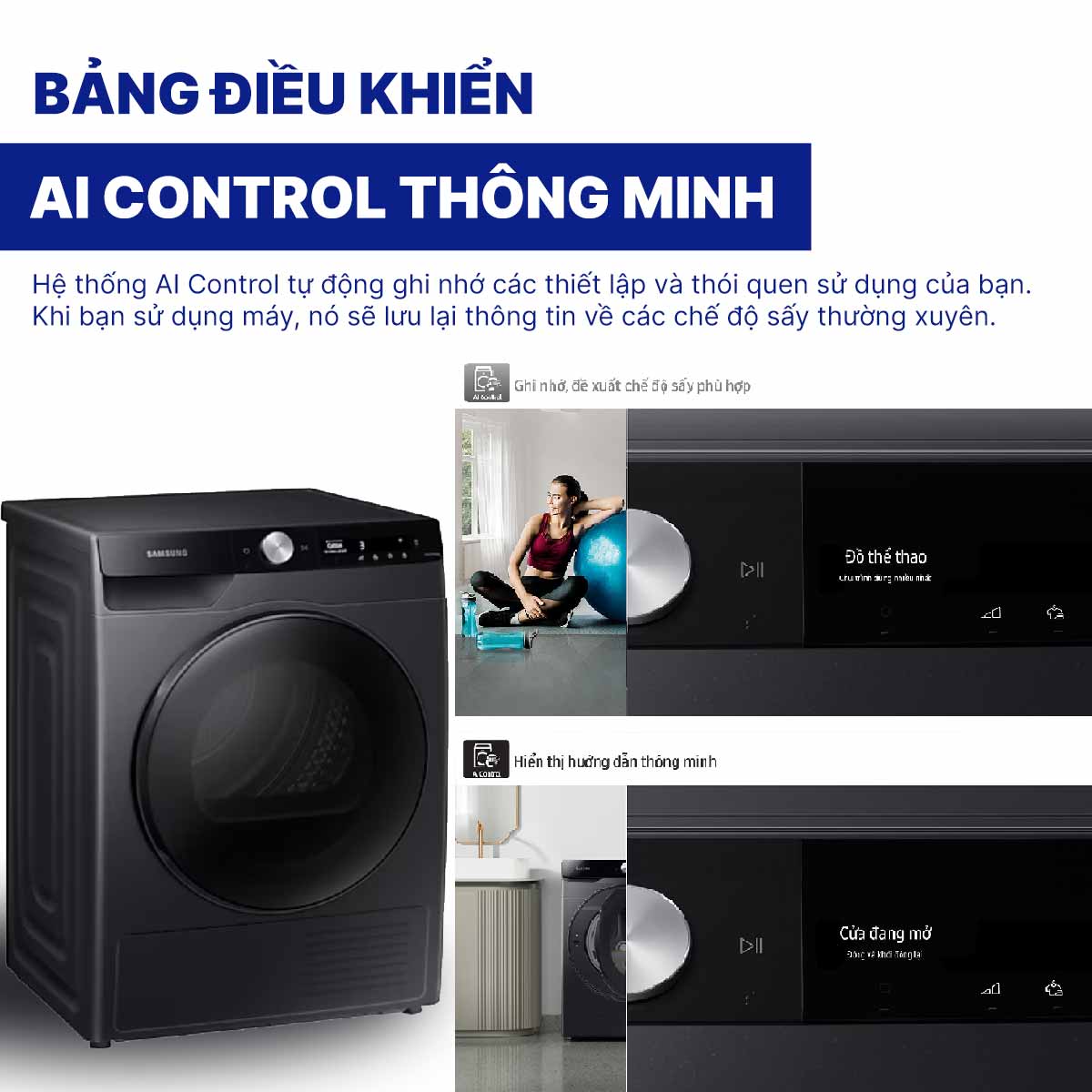 Máy sấy bơm nhiệt Samsung Inverter 9 kg DV90T7240BB/SV