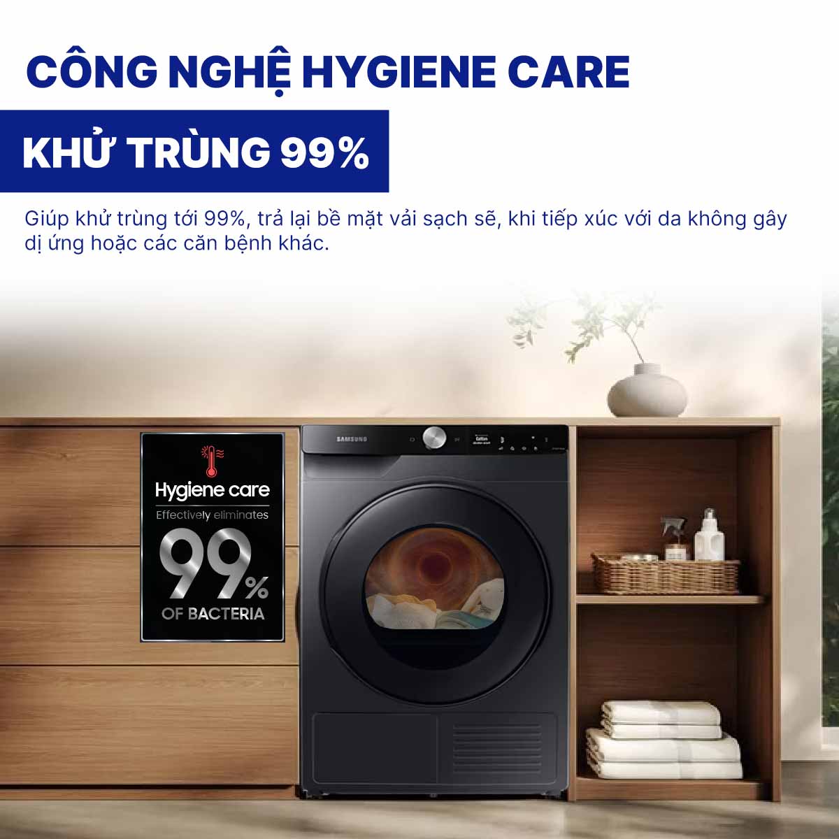 Máy sấy bơm nhiệt Samsung Inverter 9 kg DV90T7240BB/SV