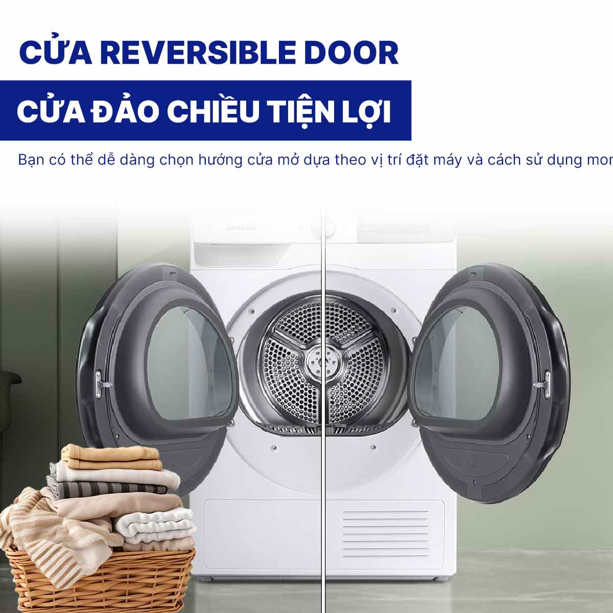 Máy sấy bơm nhiệt Samsung Inverter 9 kg DV90T7240BH/SV