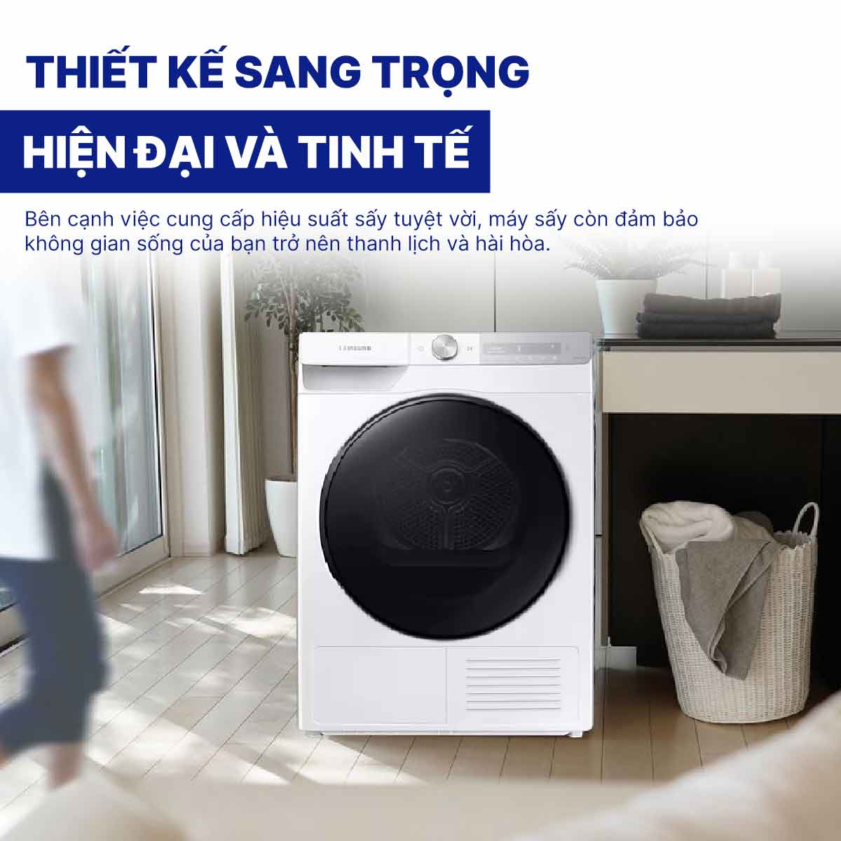 Máy sấy bơm nhiệt Samsung Inverter 9 kg DV90T7240BH/SV