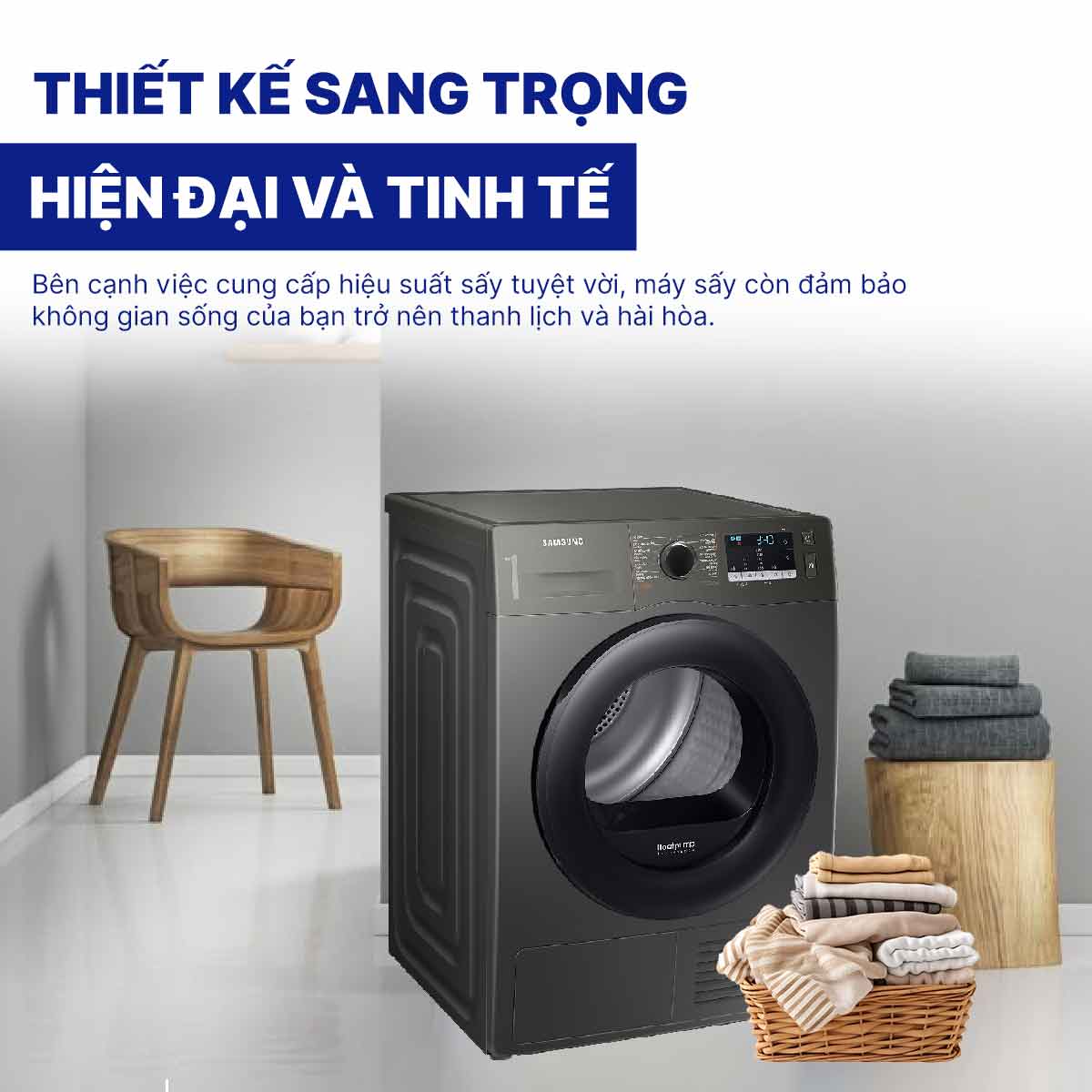 Máy sấy bơm nhiệt Samsung Inverter 9 kg DV90TA240AX/SV