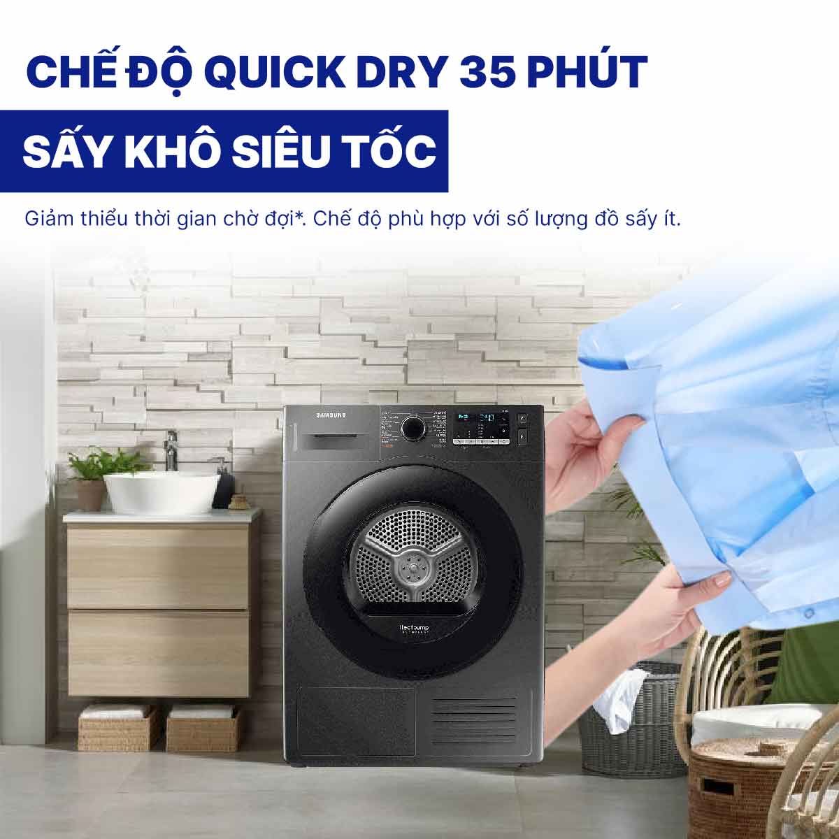Máy sấy bơm nhiệt Samsung Inverter 9 kg DV90TA240AX/SV
