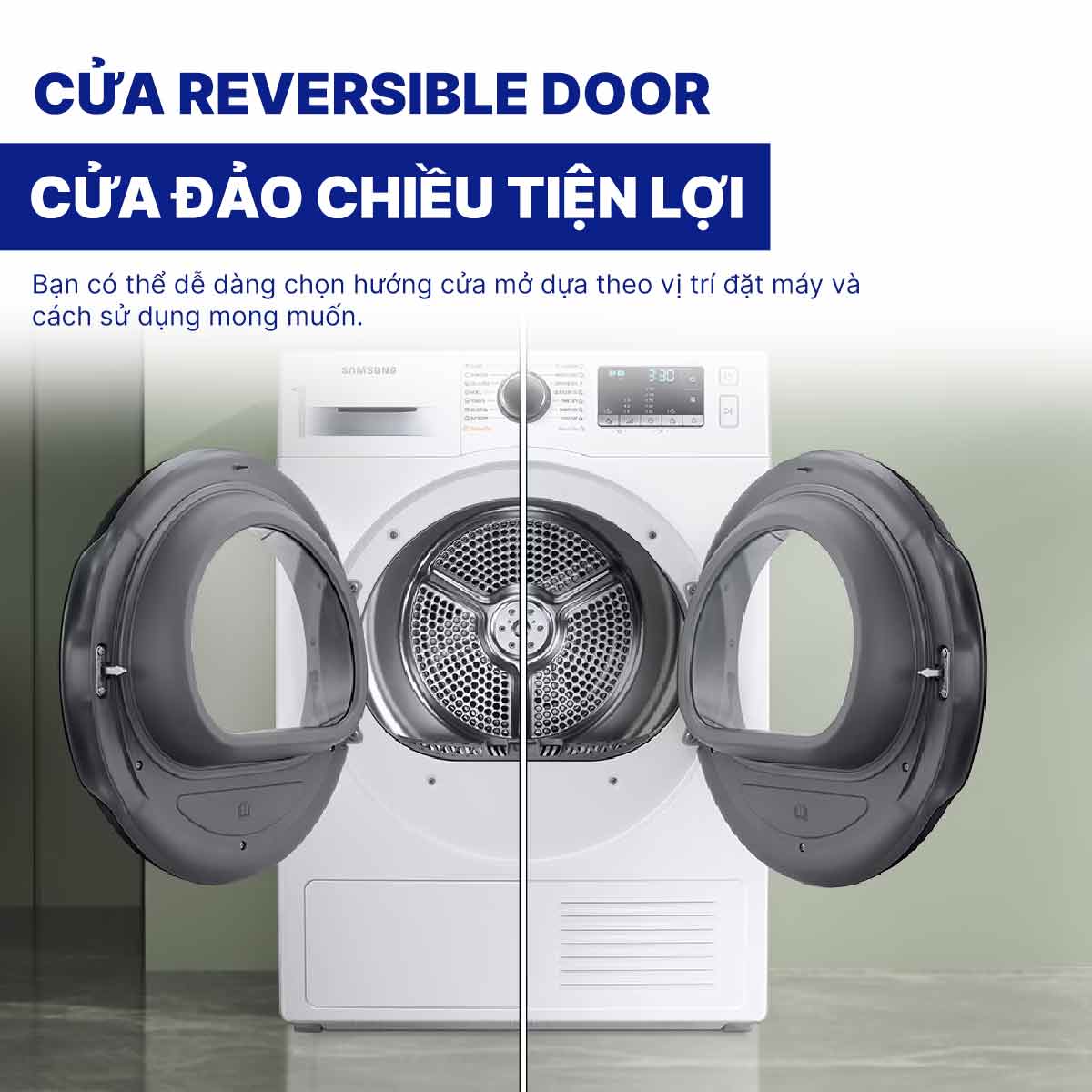 Máy sấy bơm nhiệt Samsung Inverter 9 kg DV90TA240AX/SV