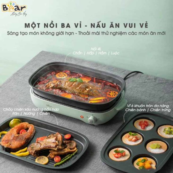 Nồi Lẩu Nướng Đa Năng 3 in 1 Bear SUBE004