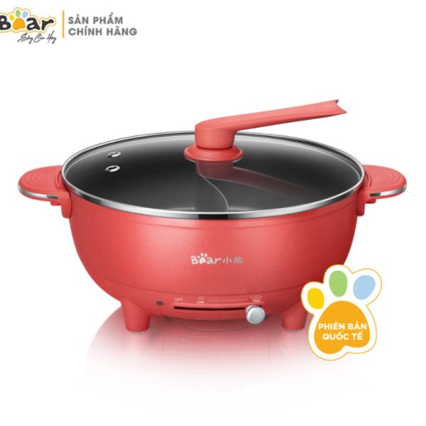 Nồi lẩu uyên ương Bear 6L màu đỏ SUBE006