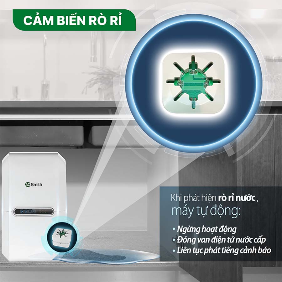 Tính năng cảm biến rò rỉ trên máy lọc nước A. O. Smith AR75-A-S-2