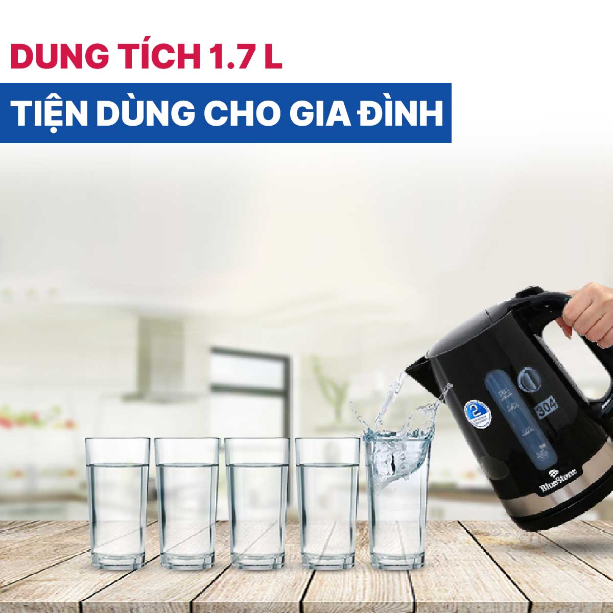 Bình đun siêu tốc BlueStone KTB-3417 1.7 lít 2200W