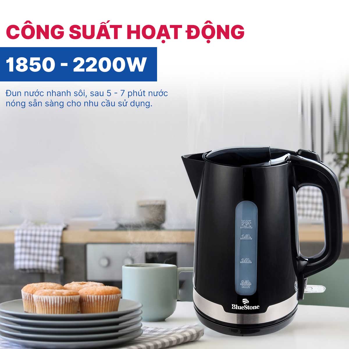 Bình đun siêu tốc BlueStone KTB-3417 1.7 lít 2200W