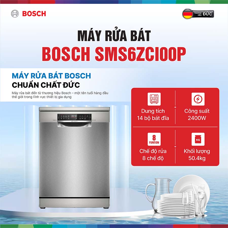 Máy rửa bát Bosch SMS6ZCI00P mẫu mới 2025