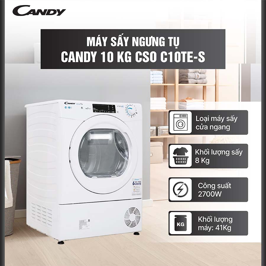 Máy sấy ngưng tụ Candy 10 kg CSO C10TE-S