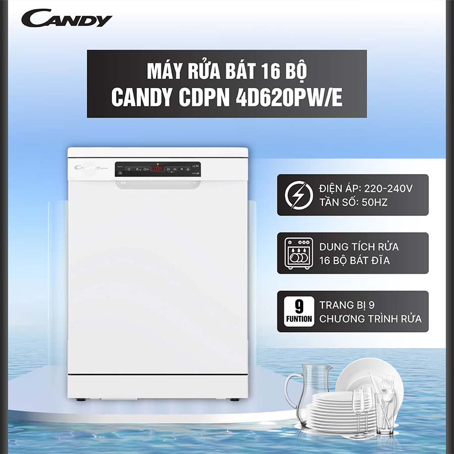 Máy rửa bát 16 bộ Candy CDPN 4D620PW/E