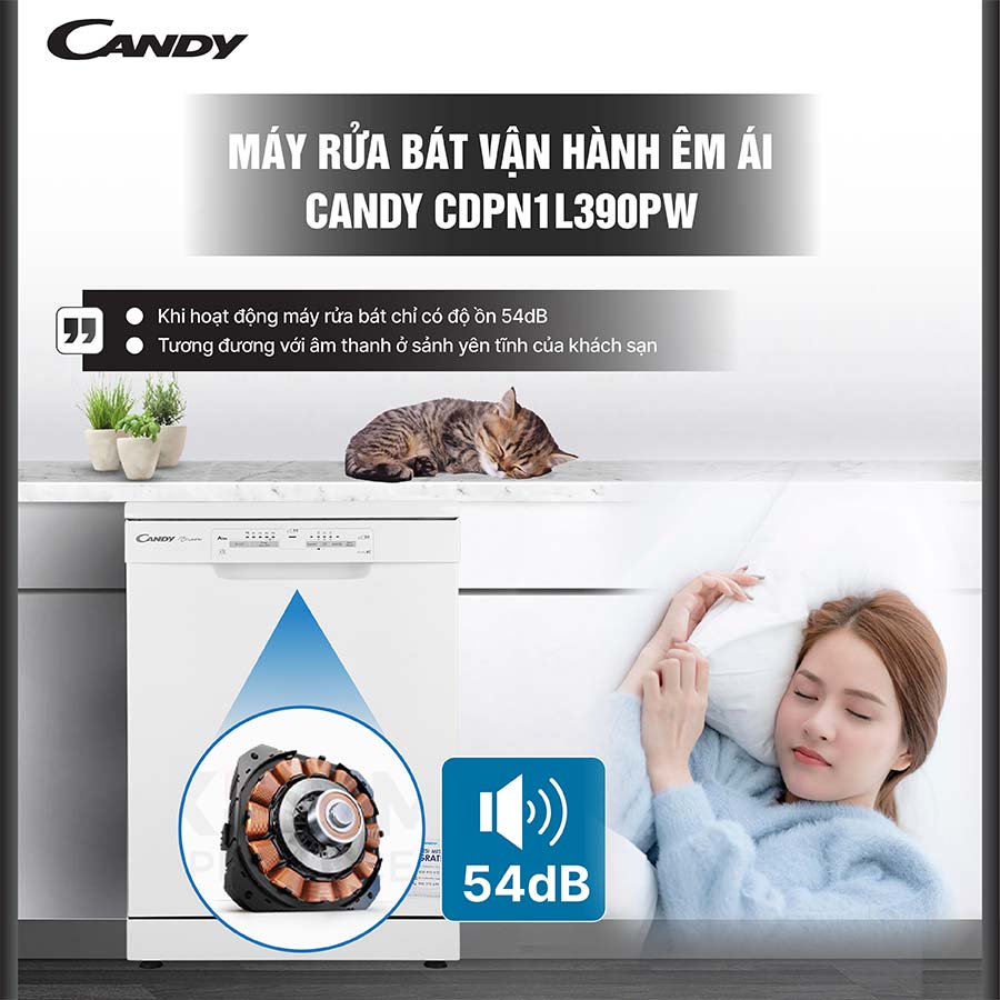 Máy rửa bát 13 bộ Candy CDPN 1L390PW