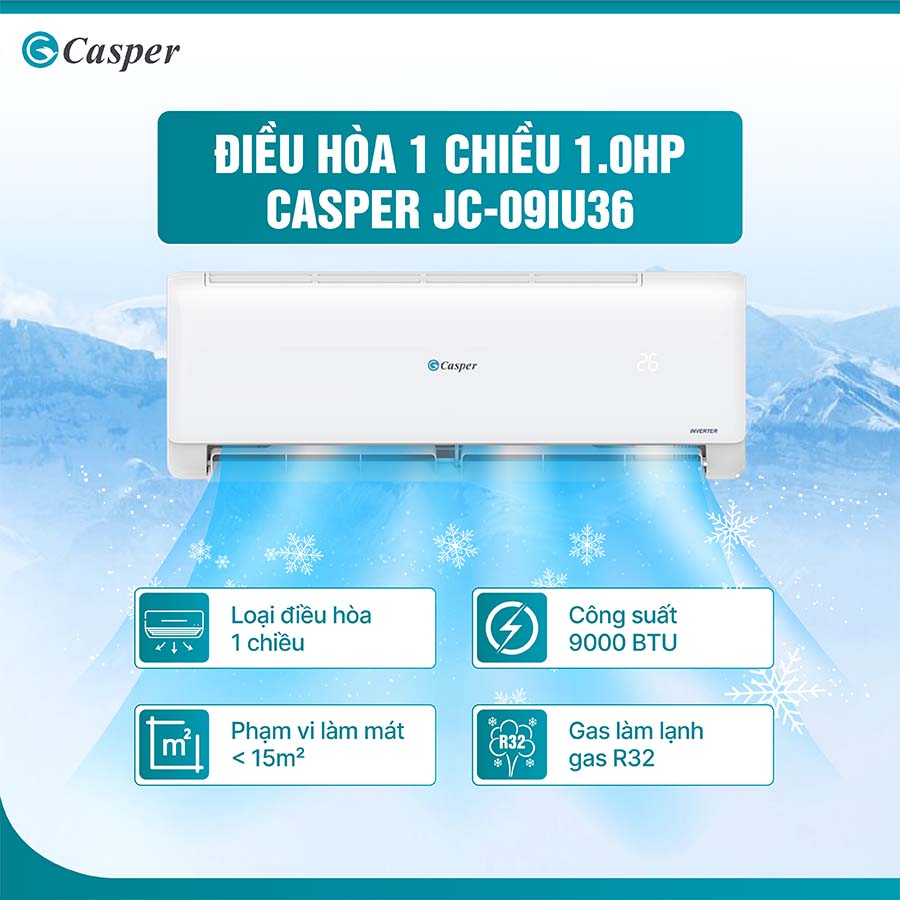 Điều hòa 1 chiều Inverter 1 HP Casper JC-09IU36