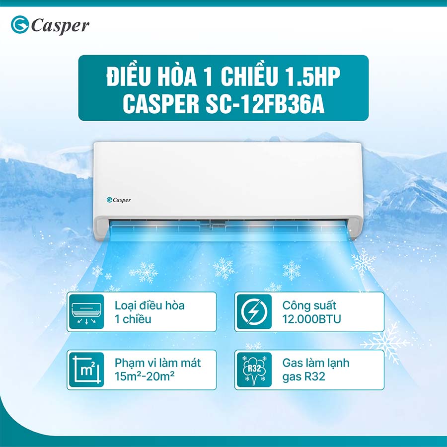 Điều hòa 1 chiều Inverter 1.5 HP Casper SC-12FB36A