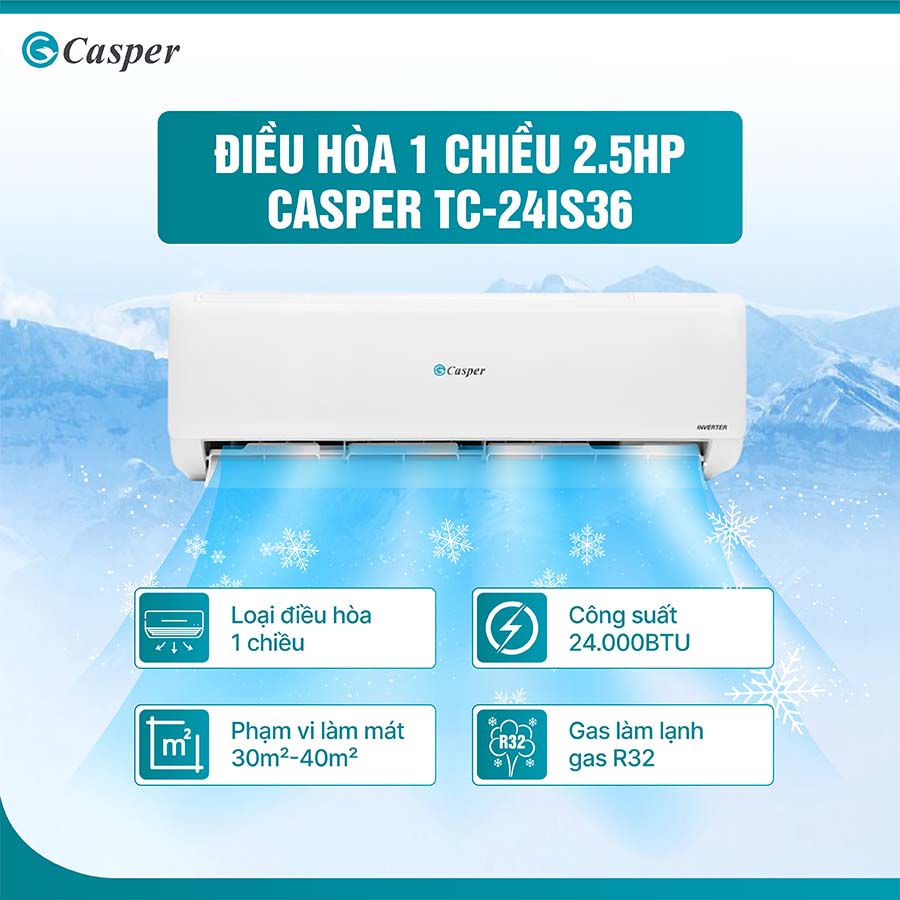 Điều hòa 1 chiều Inverter 2.5 HP Casper TC-24IS36