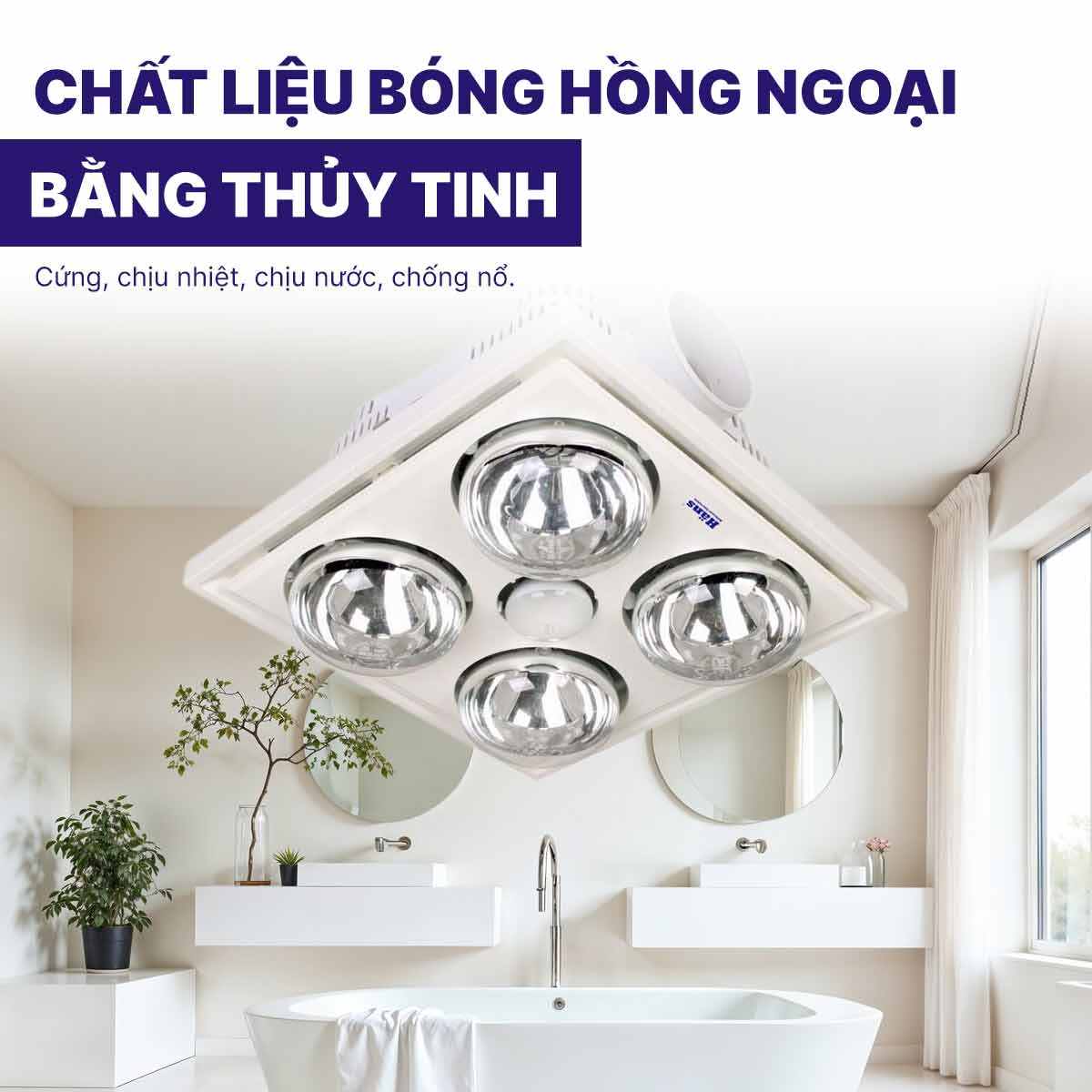 Đèn sưởi Hans 4 bóng âm trần H4B