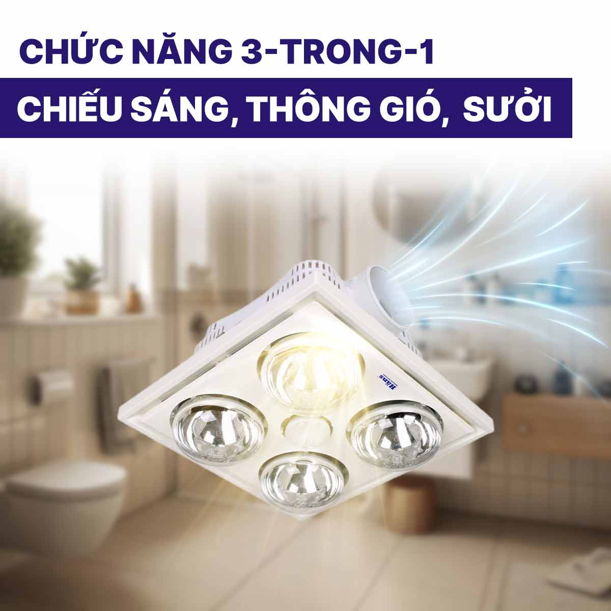 Đèn sưởi Hans 4 bóng âm trần H4B
