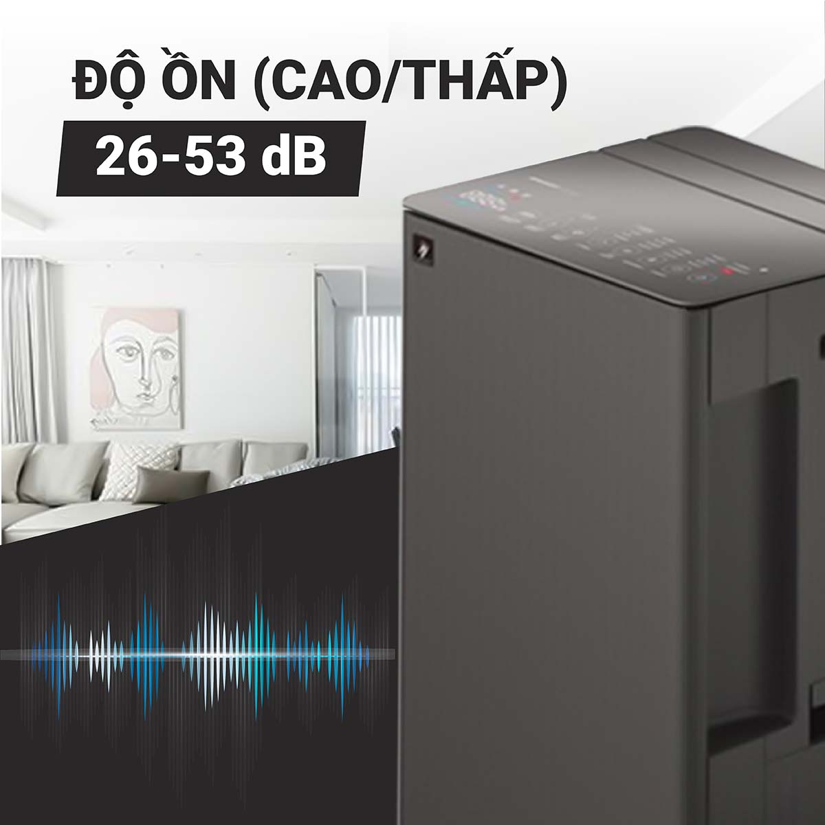 Máy lọc không khí Sharp DW-T30FV-H vận hành êm ái