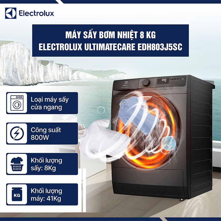 Máy sấy bơm nhiệt Electrolux 8Kg EDH803J5SC