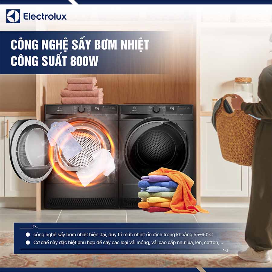Máy sấy bơm nhiệt Electrolux 8Kg EDH803J5SC