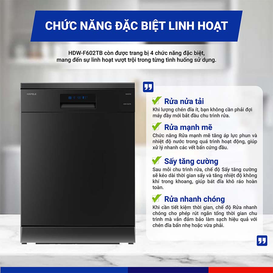 Máy rửa bát 14 bộ Hafele HDW-F602TB 535.29.552