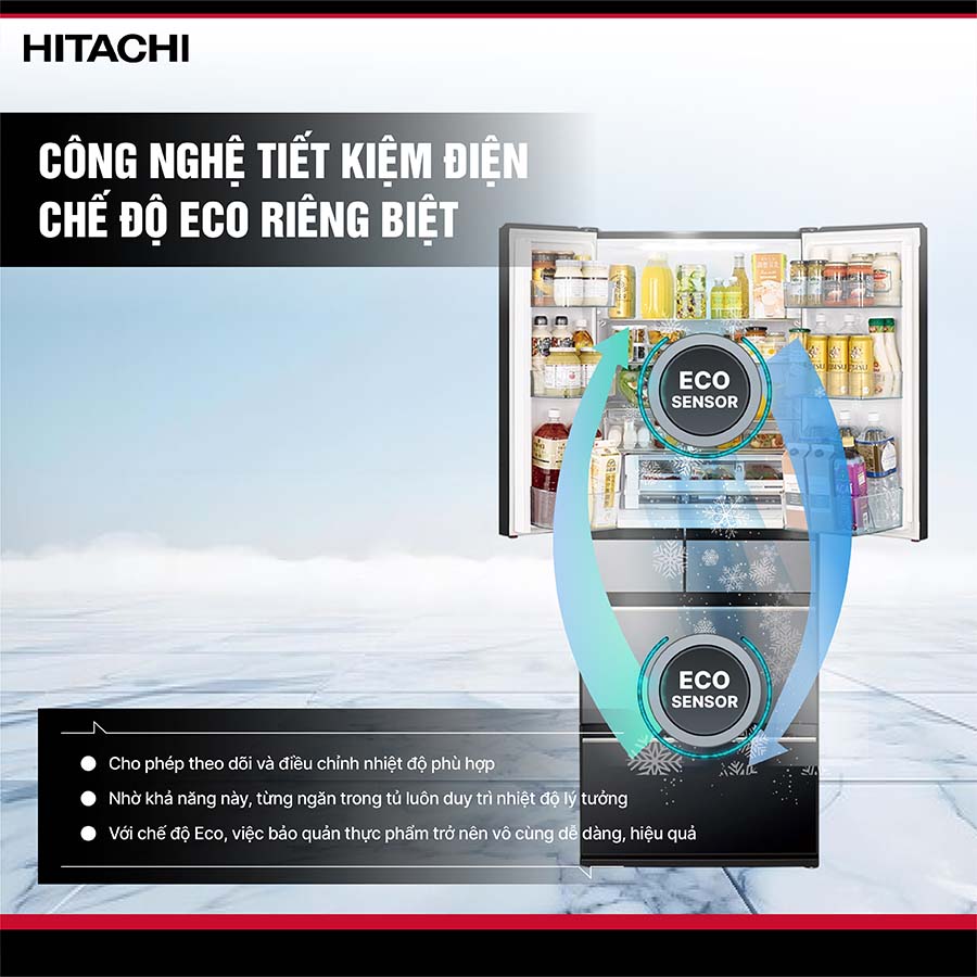 Tủ lạnh Hitachi Inverter 617 lít Multi Door R-HW620RV X