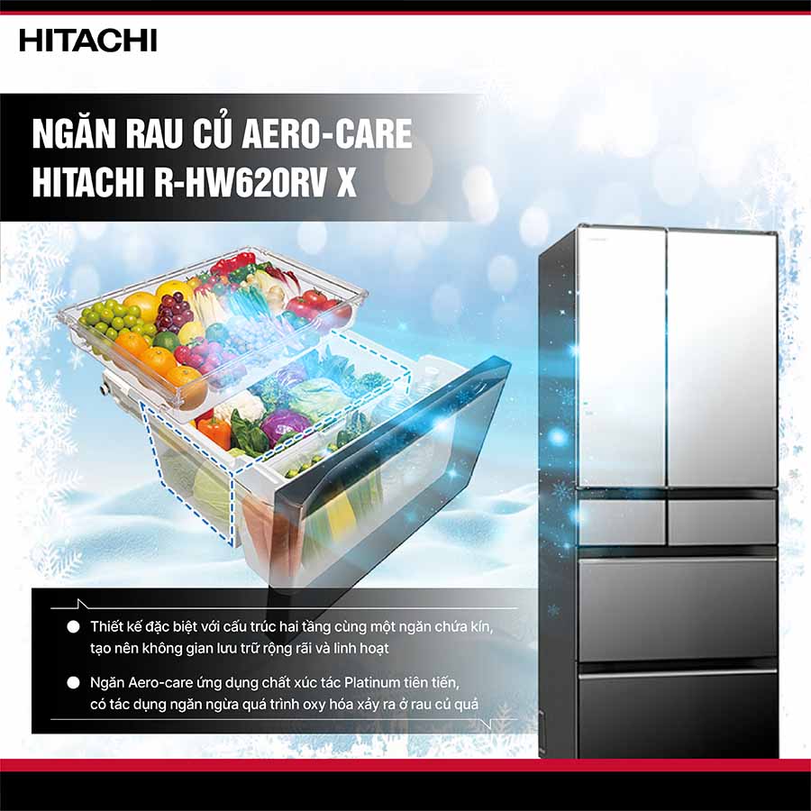 Tủ lạnh Hitachi Inverter 617 lít Multi Door R-HW620RV X