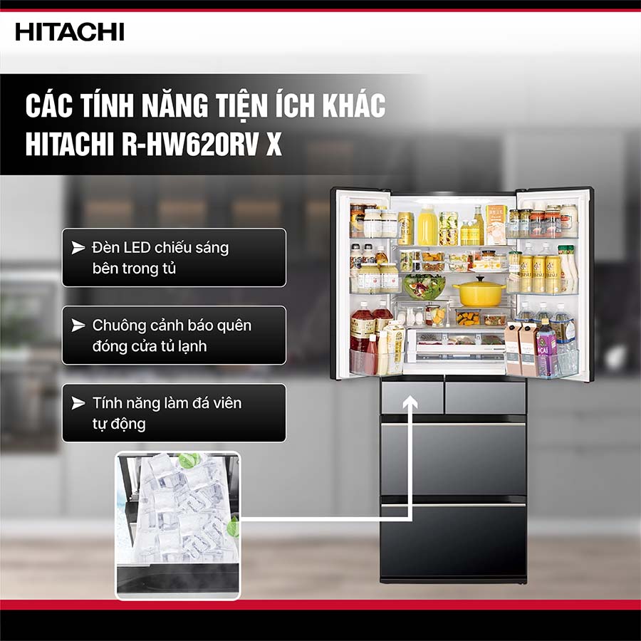 Tủ lạnh Hitachi Inverter 617 lít Multi Door R-HW620RV X