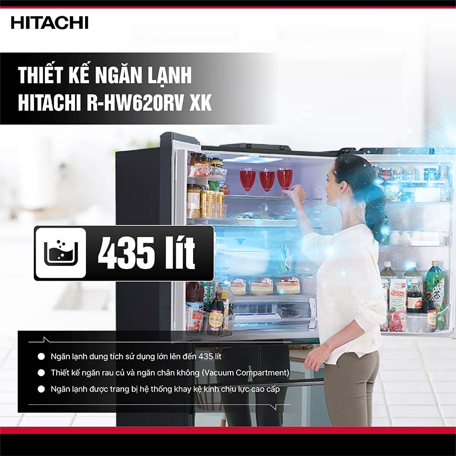 Tủ lạnh Hitachi Inverter 617 lít Multi Door R-HW620RV XK