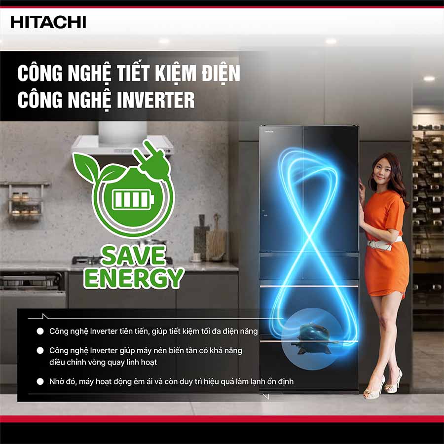 Tủ lạnh Hitachi Inverter 617 lít Multi Door R-HW620RV XK