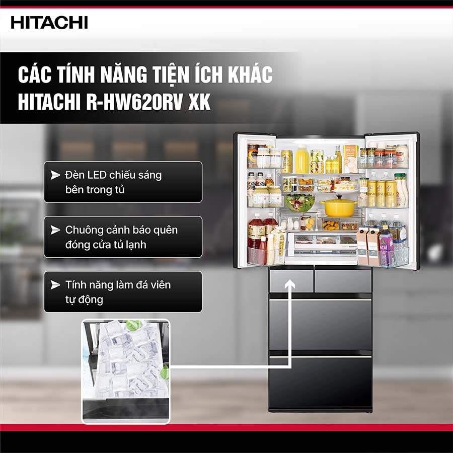 Tủ lạnh Hitachi Inverter 617 lít Multi Door R-HW620RV XK
