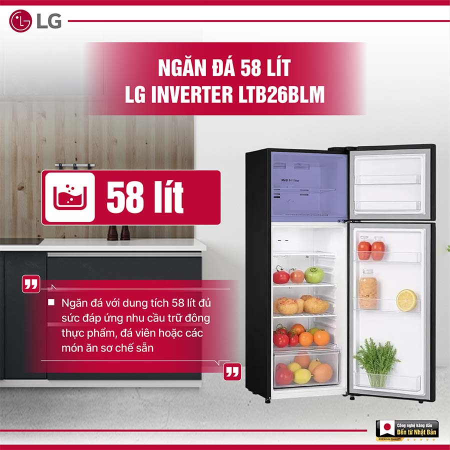 Tủ lạnh LG Inverter 266 lít LTB26BLM