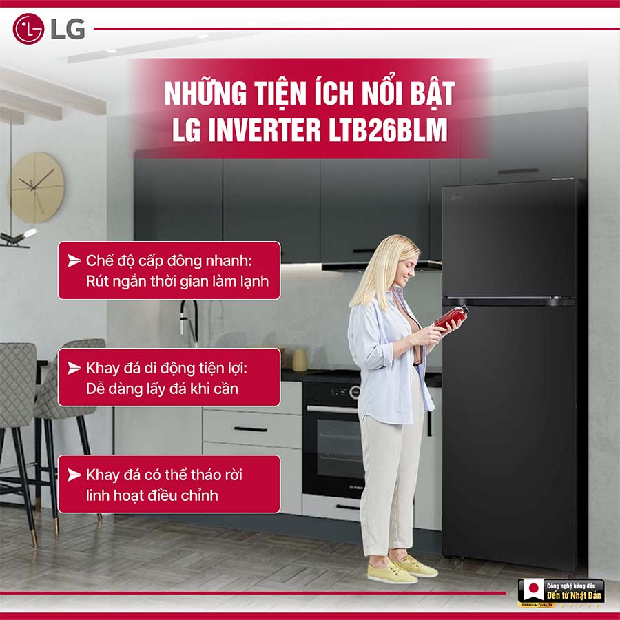 Tủ lạnh LG Inverter 266 lít LTB26BLM
