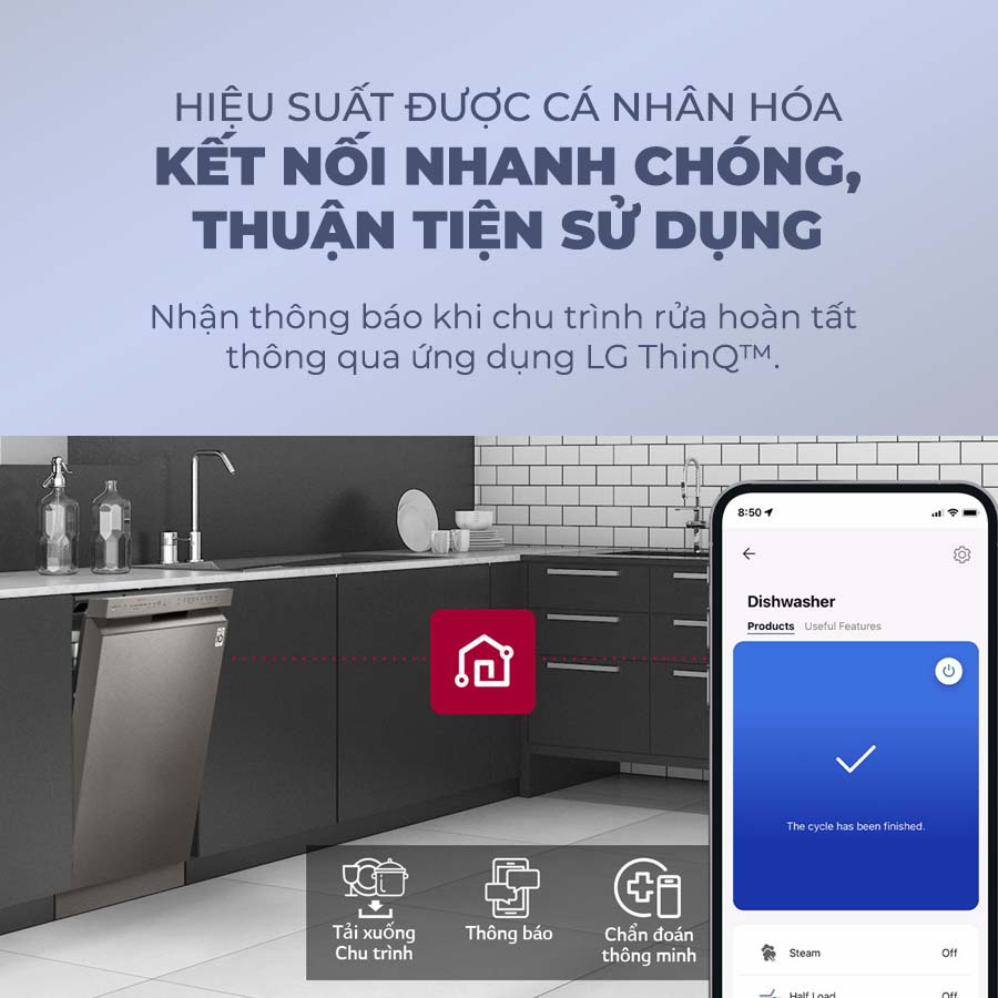 Máy rửa bát LG LDT14BLA4 tích hợp nhiều tiện ích thông minh