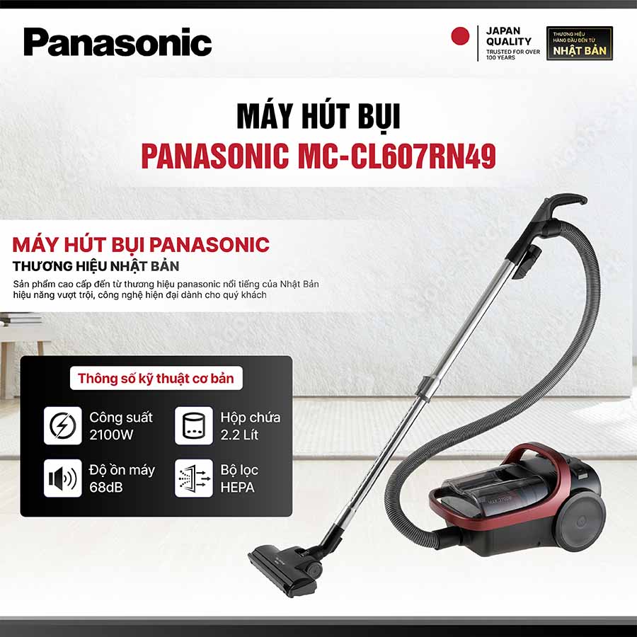Máy hút bụi dạng hộp Panasonic MC-CL607RN49 2100W