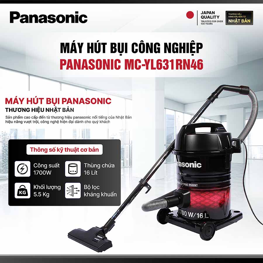 Máy hút bụi công nghiệp Panasonic MC-YL631RN46 1700W
