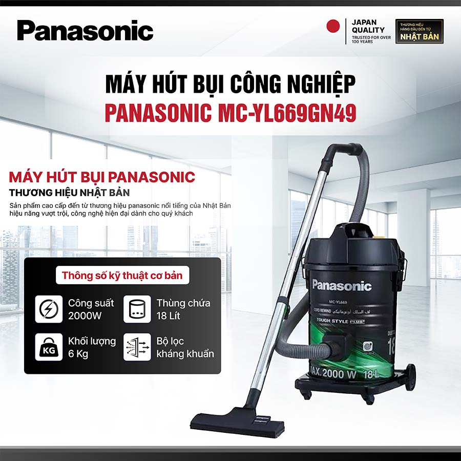 Máy hút bụi công nghiệp Panasonic MC-YL669GN49 2000W