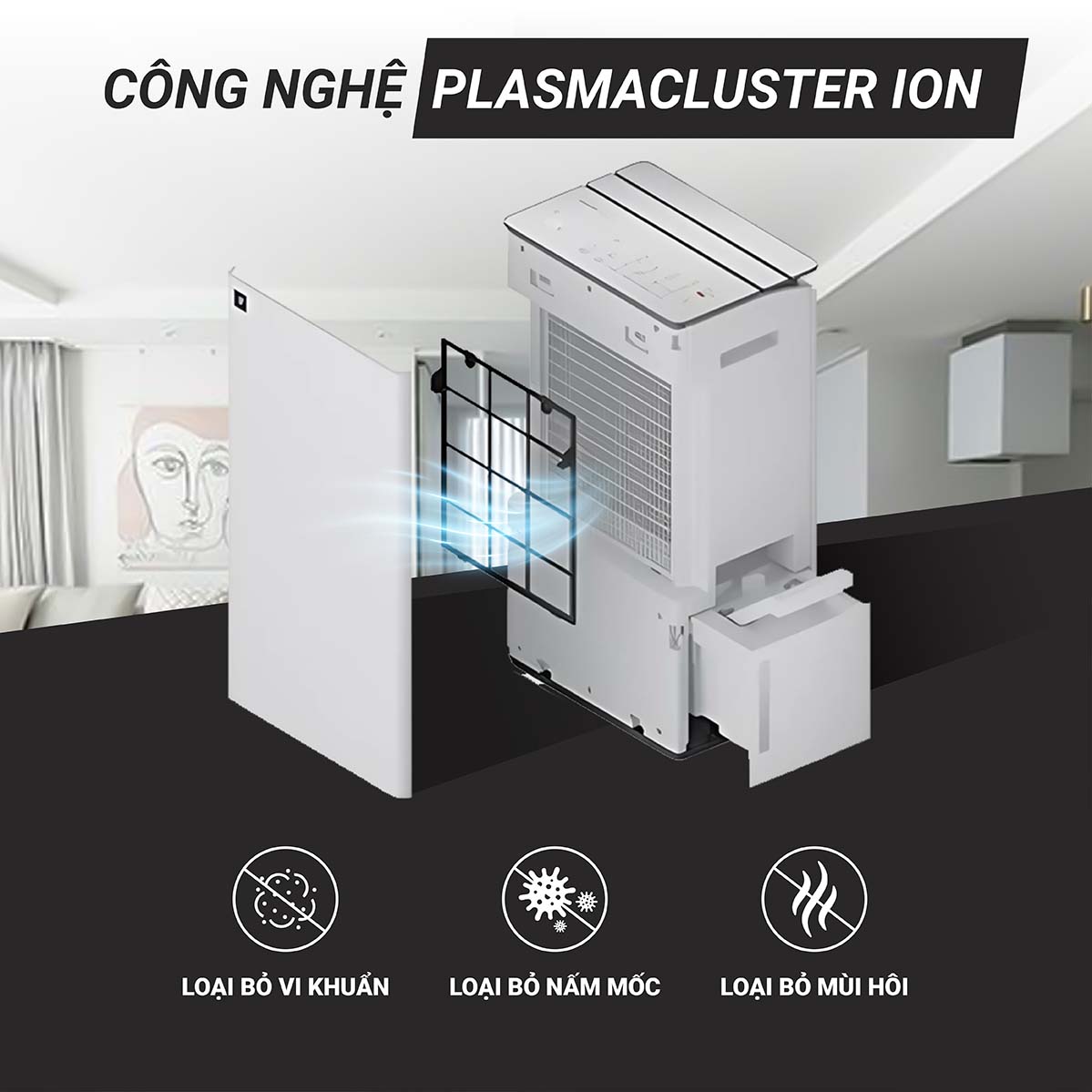 Công nghệ Plasmacluster ion loại bỏ vi khuẩn, nấm mốc, mùi hôi