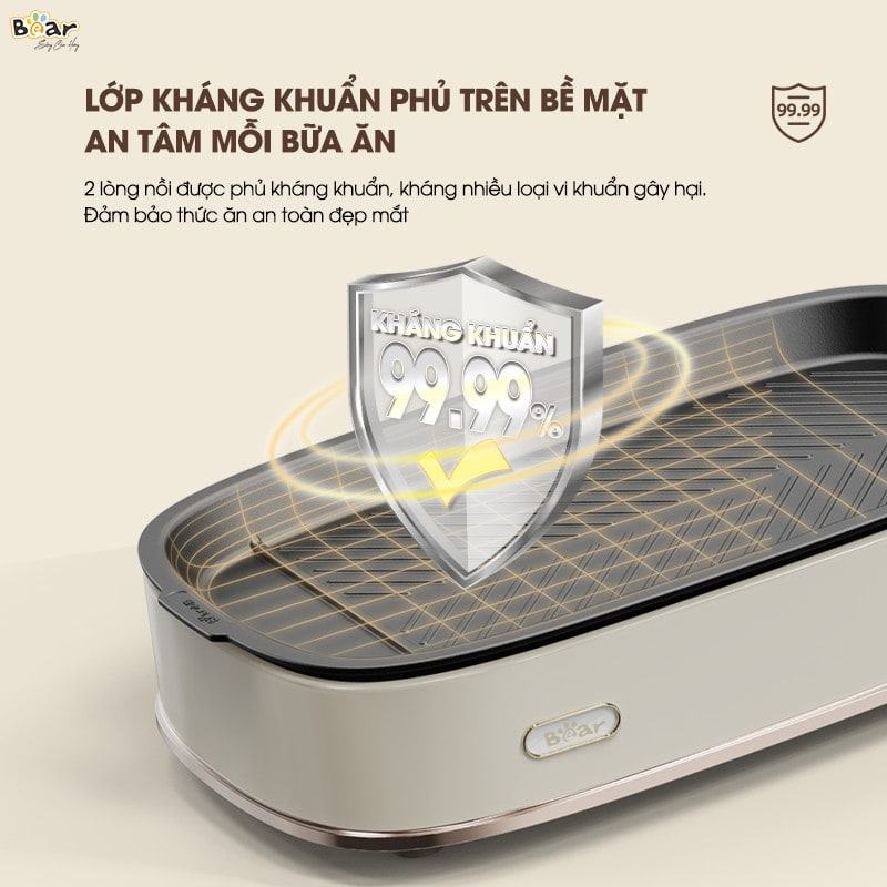 noi lau bear 2 ngan 4.5L SB NL45K 11 Lớp phủ kháng khuẩn của Bear 4,5L SB-NL45K giúp đảm bảo an toàn cho sức khỏe