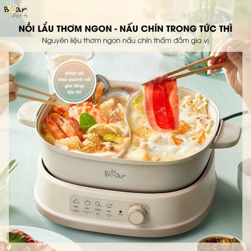 noi lau bear 2 ngan 6l SB NL60U06 Bear 2 ngăn 6L SB-NL60U cho gia đình bạn nồi lẩu thơm ngon, đậm vị